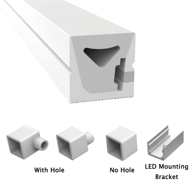 Silicone Flexible LED Channel System For 5mm LED Light Strips - 12*12mm 120° Side Emitting Silicone Flexible LED Channel System For 5mm LED Light Strips - 12*12mm 120° Side Emitting